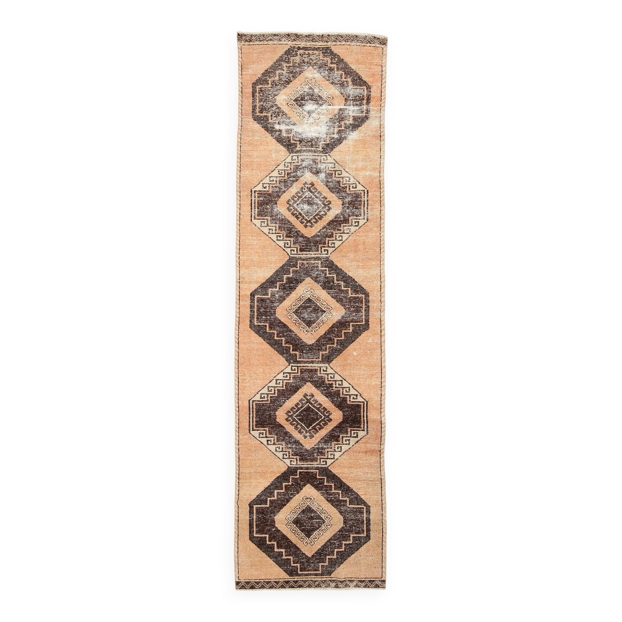 3x11 Rug For Hallway Brown Vintage Persian Runner Rug, 94x345Cm SK 5284