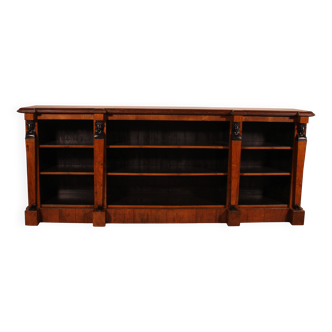large open bookcase in Egyptian oak - 19th century