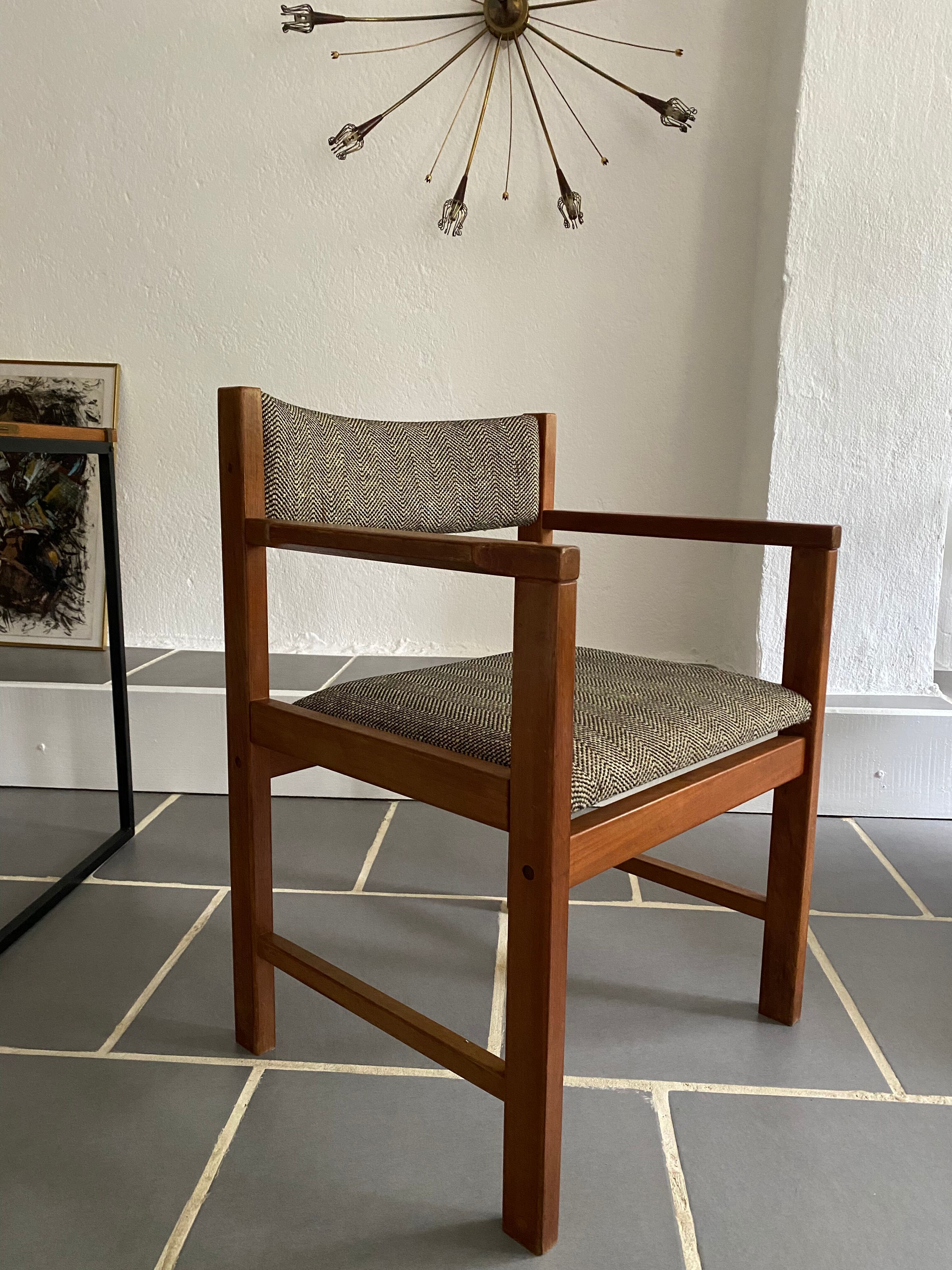 Fauteuil scandinave vintage teck et tweed