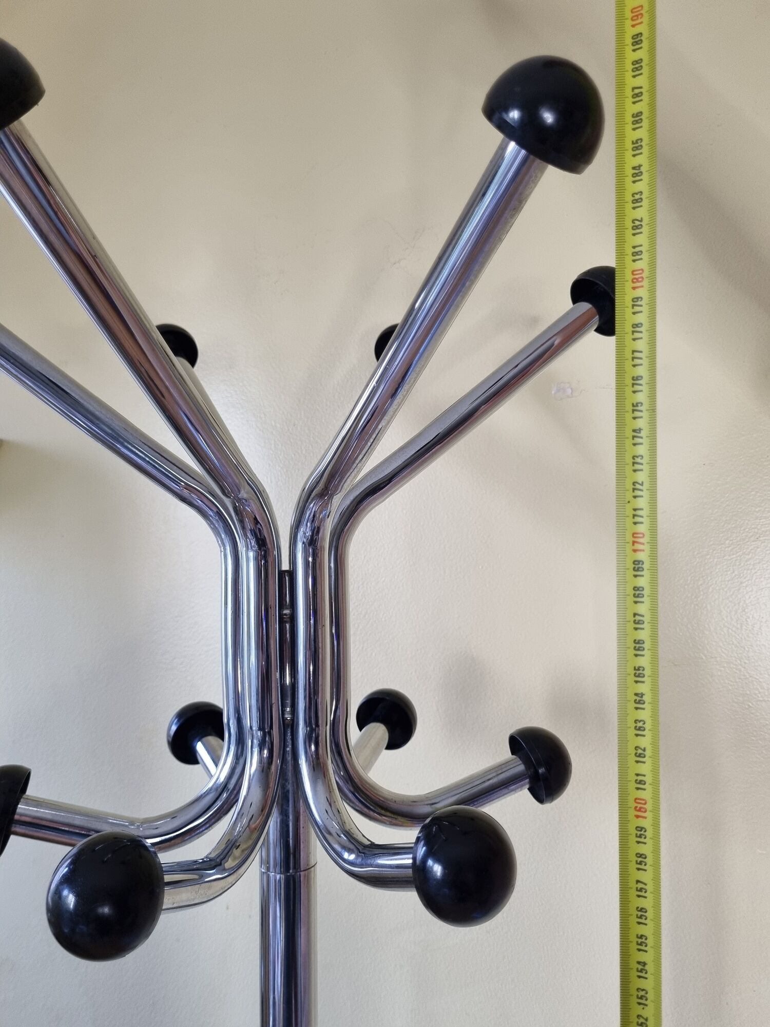 Vintage chrome metal coat rack, 70s-80s