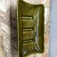 Lot plat + 4 anciennes assiettes asperges gien céramique verte vintage