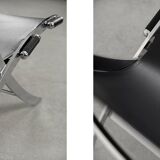 Vintage minimalist chair in Italian leather, 1980s.