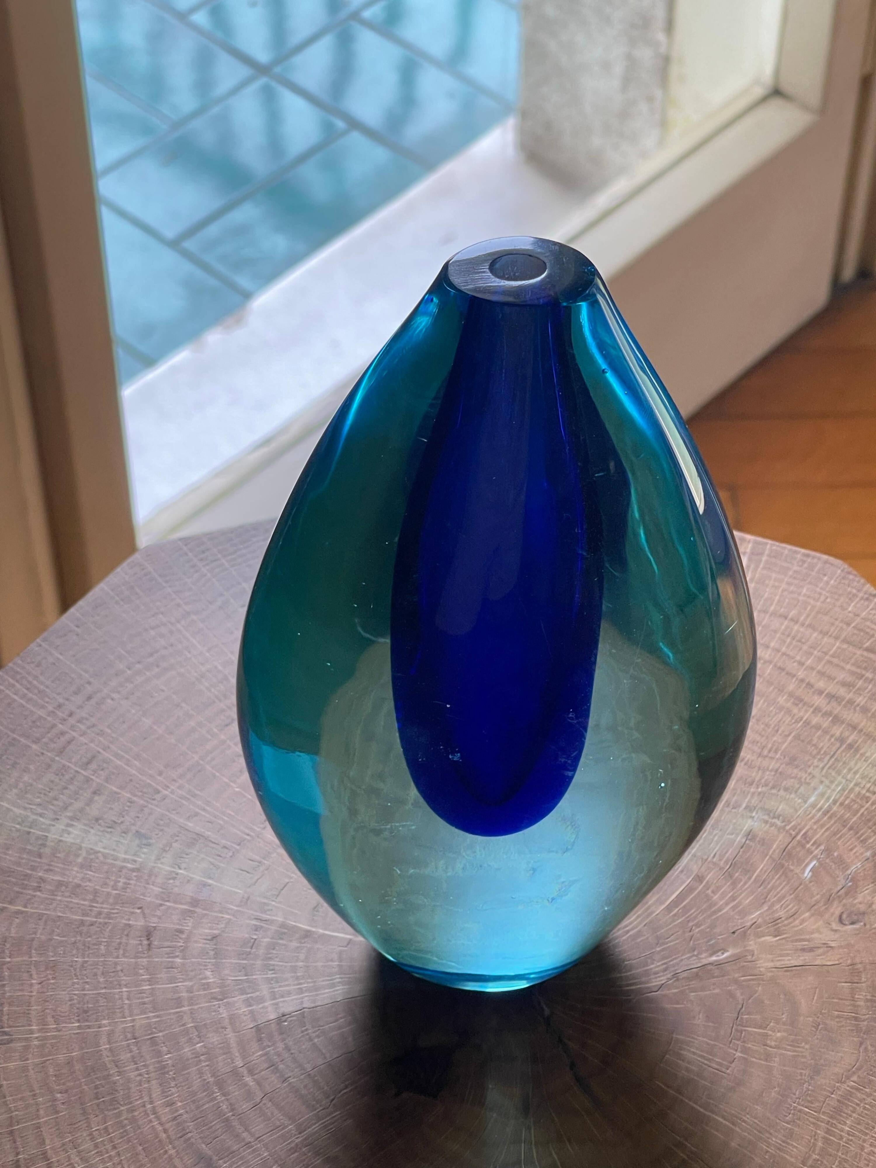 Blue Sommerso Vase by Flavio Poli for Seguso, Murano, Italy, 1960s