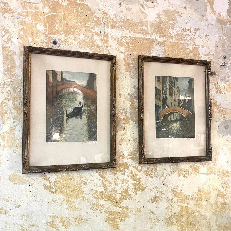 Pair of etchings by William Adolphe Lambrecht (1876-1940)