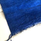 Moroccan Berber carpet beni Ouarain intense blue uni 2.94x2.07m