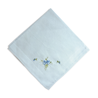Square of hand-embroidered fabric forget-me-not