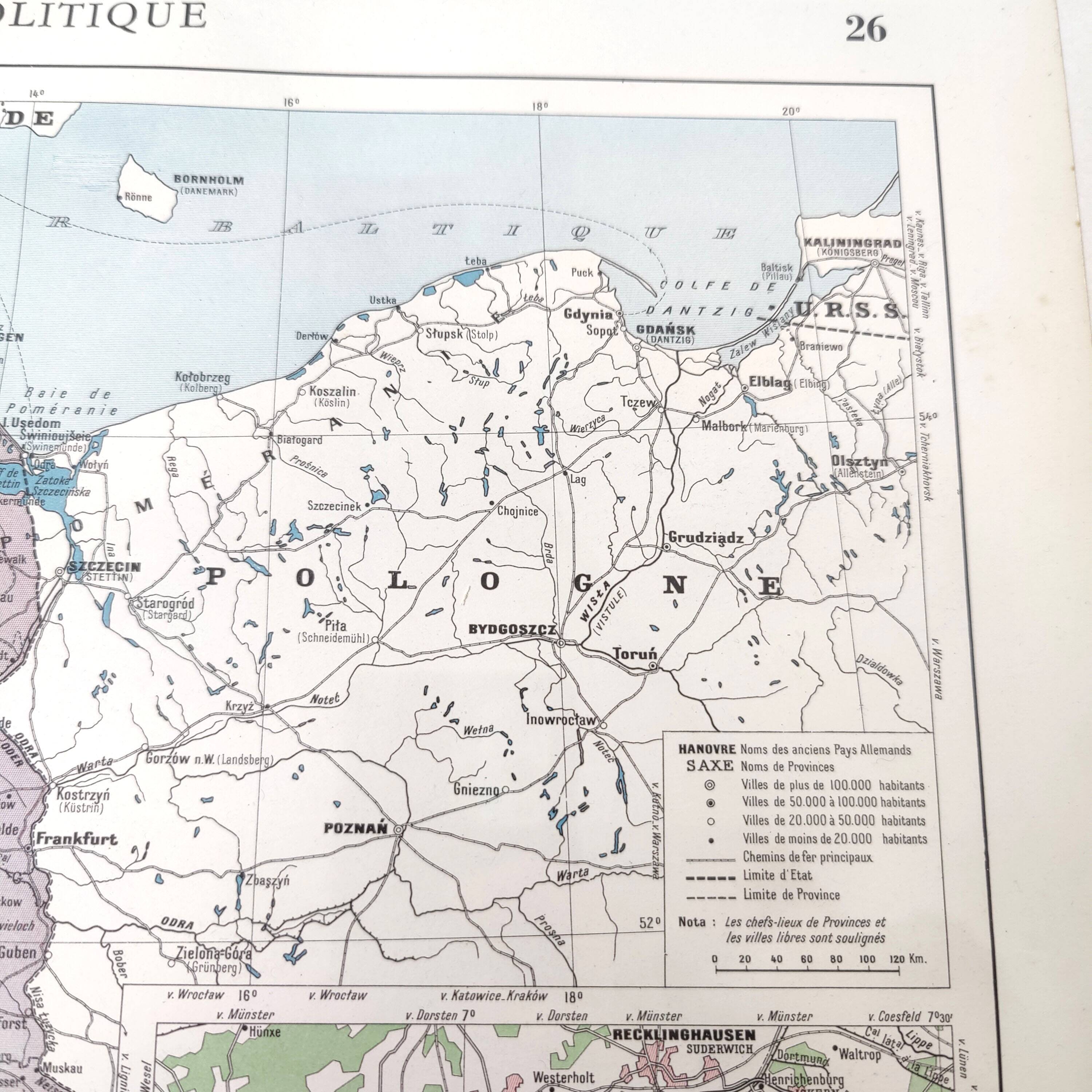 Old Germany map 43x43cm from 1950
