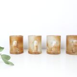 Set of 4 stoneware mugs, artisanal pottery, 1980