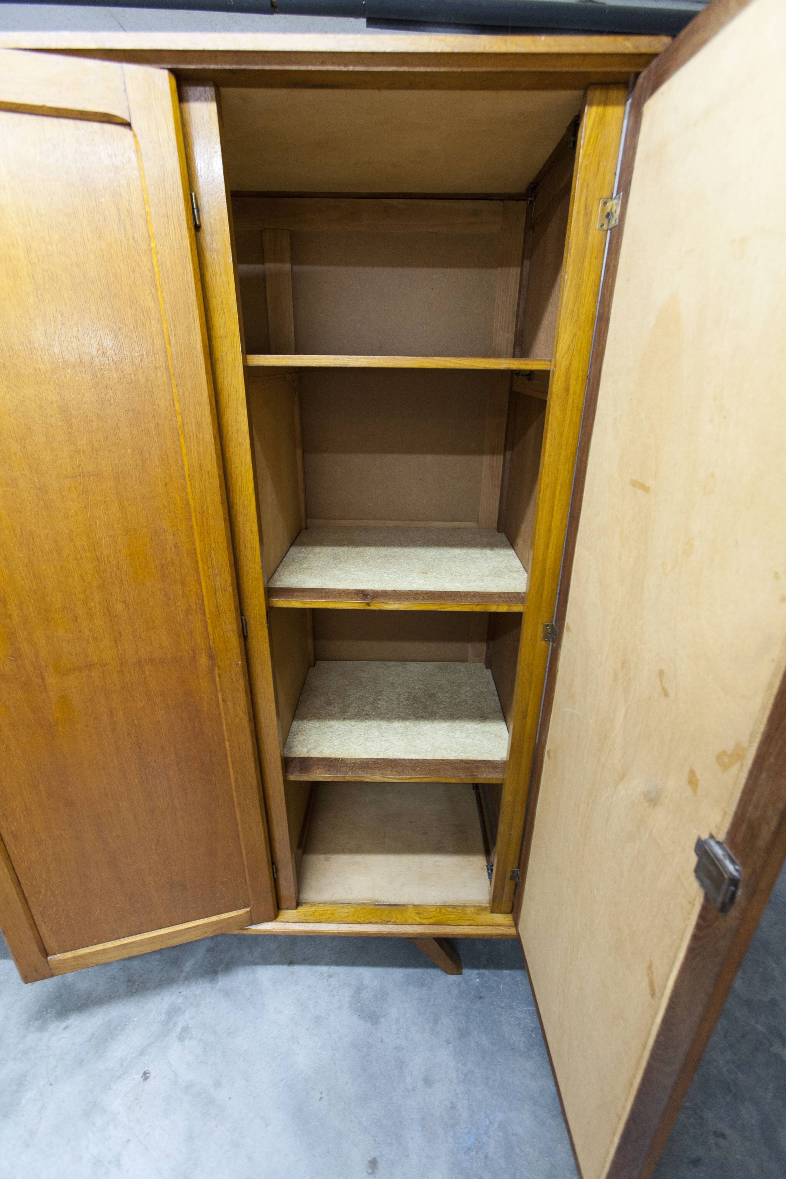French wardrobe with tapered legs, 3 doors, 120cm hanging rail, new.