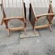 Paire de fauteuils vintage pieds compas et cannage