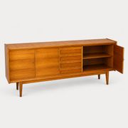 Mid-century modern architectural sideboard in premium Okoumé