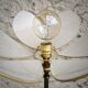 Brass foot floor lamp and petal flower lampshade