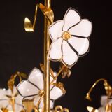 Lustre en verre de Murano décor de fleurs blanches, 1970