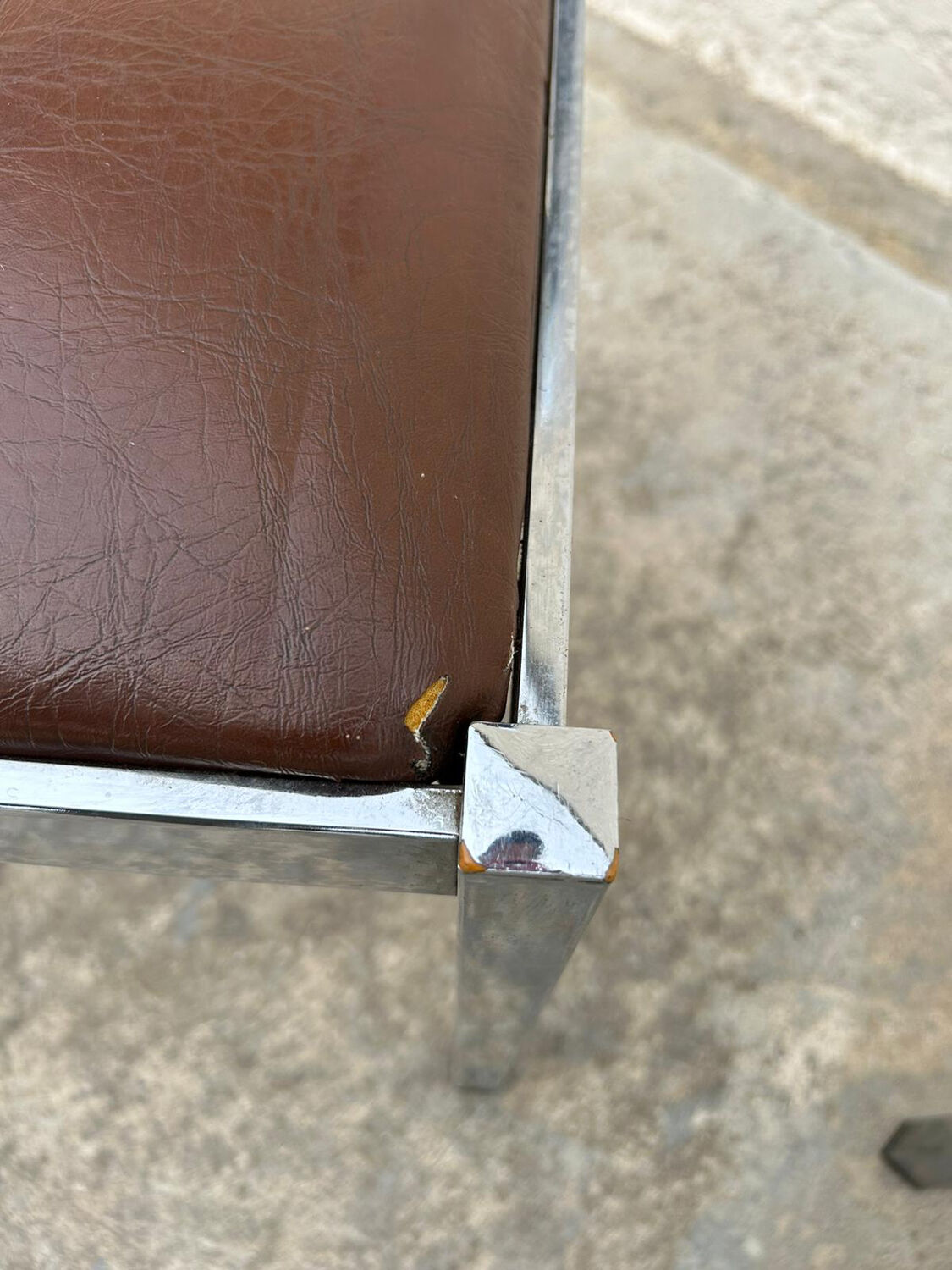 4 vintage leather/iron chairs