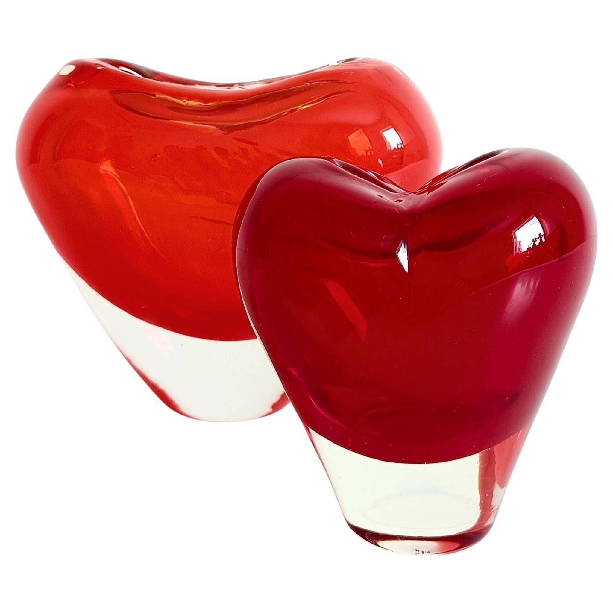 Post-Modern Murano Glass Heart Vases by Maria Christina Hamel, 1990s