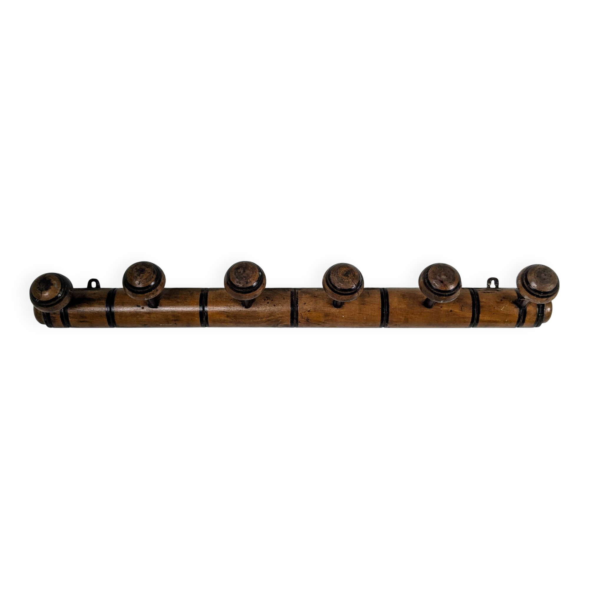Vintage bamboo carved wood coat rack with 7 hooks – Natural elegance