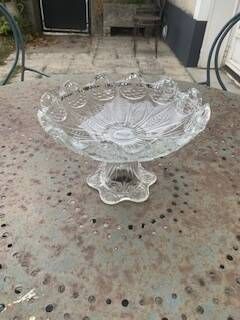 Glass bowl, vintage leaf and flower patterns