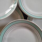 8 Lunéville Régence green water gold flat plates circa 1960