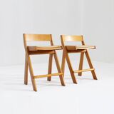 Vintage Italian wood and rope bar stools , set of 2