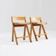 Tabourets de bar vintage italiens en bois et corde, lot de 2
