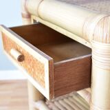 Bedside bamboo table with drawer 1980