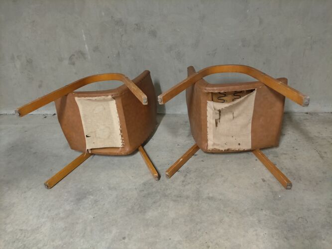 Paire de fauteuils 1950 bow wood
