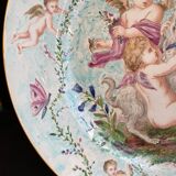 Round earthenware dish - hand decoration signed and marked