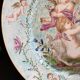 Round earthenware dish - hand decoration signed and marked