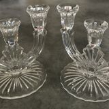 PAIR OF VINTAGE CANDLESTICKS IN CRYSTAL CANDLESTICK 3 BRANCHES ART DECO