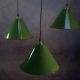 Suspension industrielle design support en chêne avec 3 cloches en métal