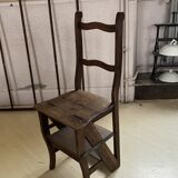 Old wooden library stepladder chair