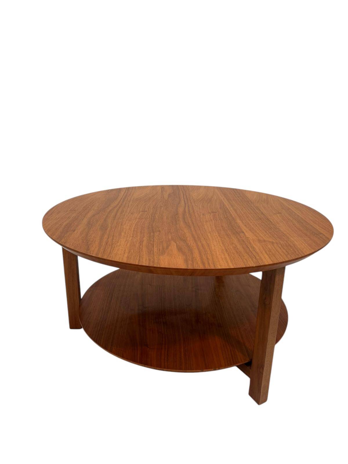 Vintage Scandinavian round coffee table in teak with removable glass top featuring a marble effect, 1960s.