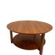 Vintage Scandinavian round coffee table in teak with removable glass top featuring a marble effect, 1960s.