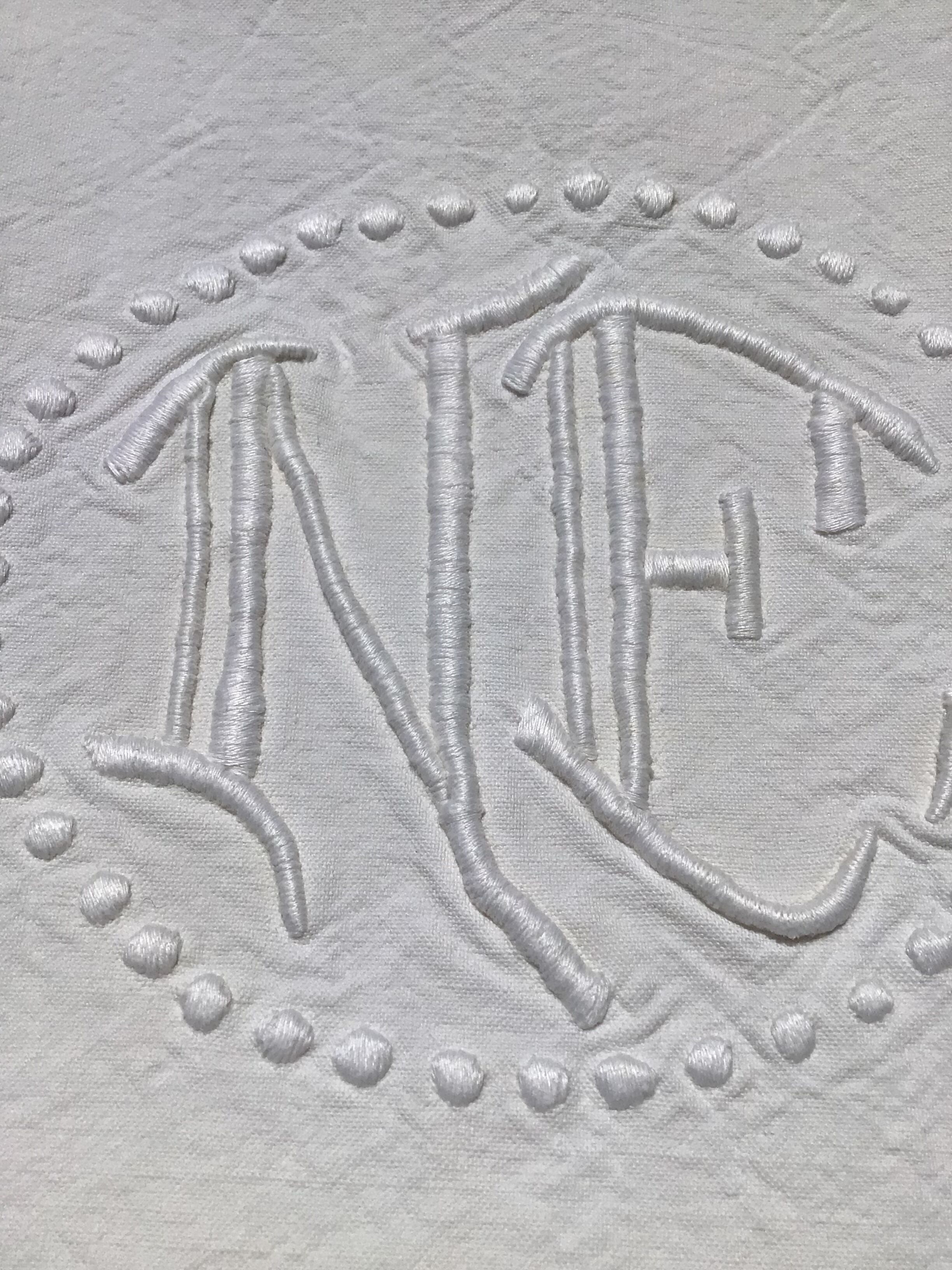 Sheet 1 place embroidered linen NE surrounded by dots