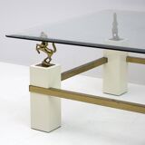 Maison Charles Mid-Century Modern Brass Horsed French Coffee Table, 1970s
