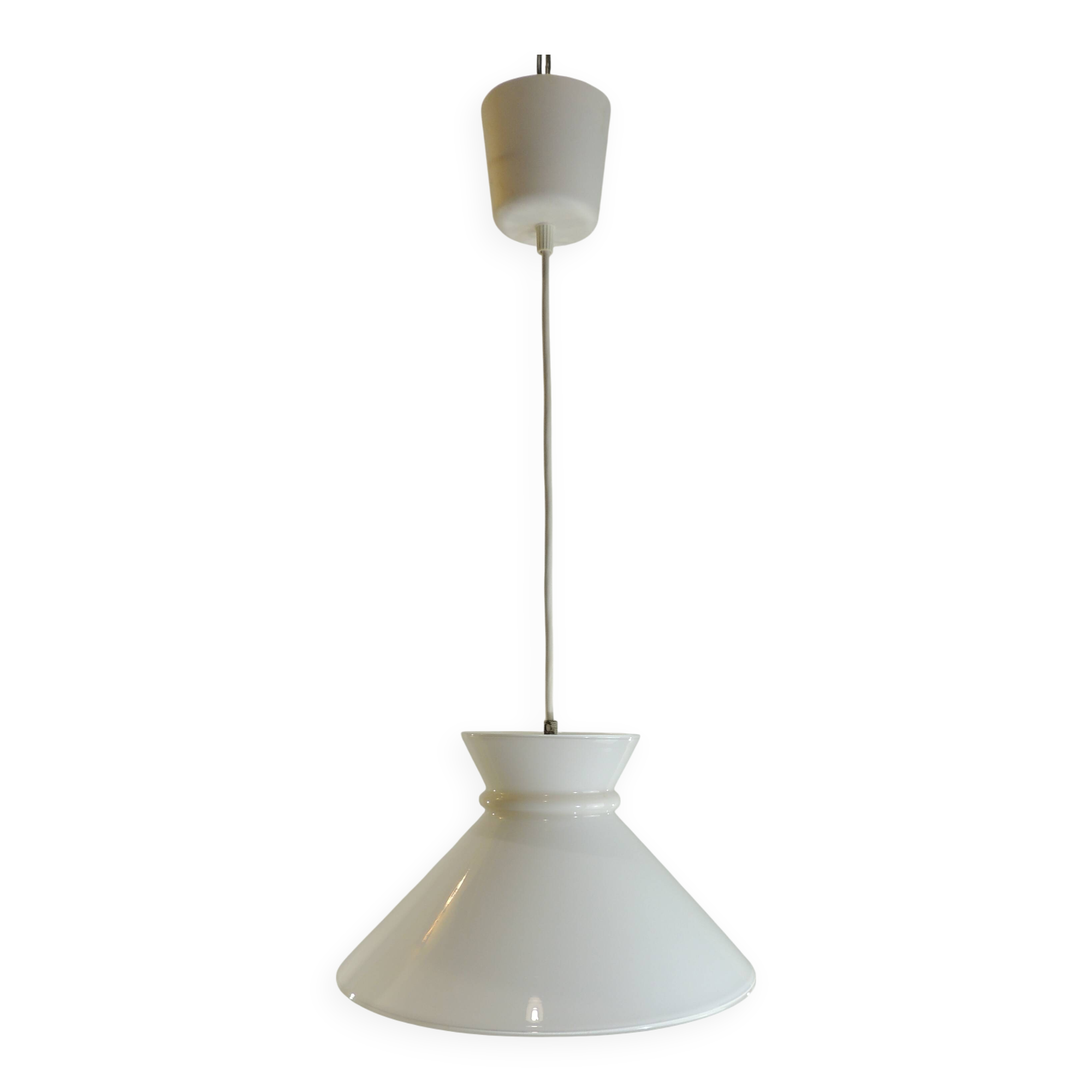 Suspension opaline blanche/vintage