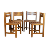 Lot 4 vintage chairs solid wood curved
