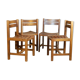 Lot 4 vintage chairs solid wood curved