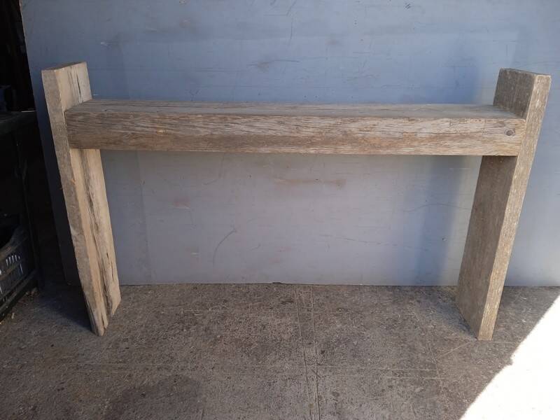 Brutalist console 148 cm old solid wood