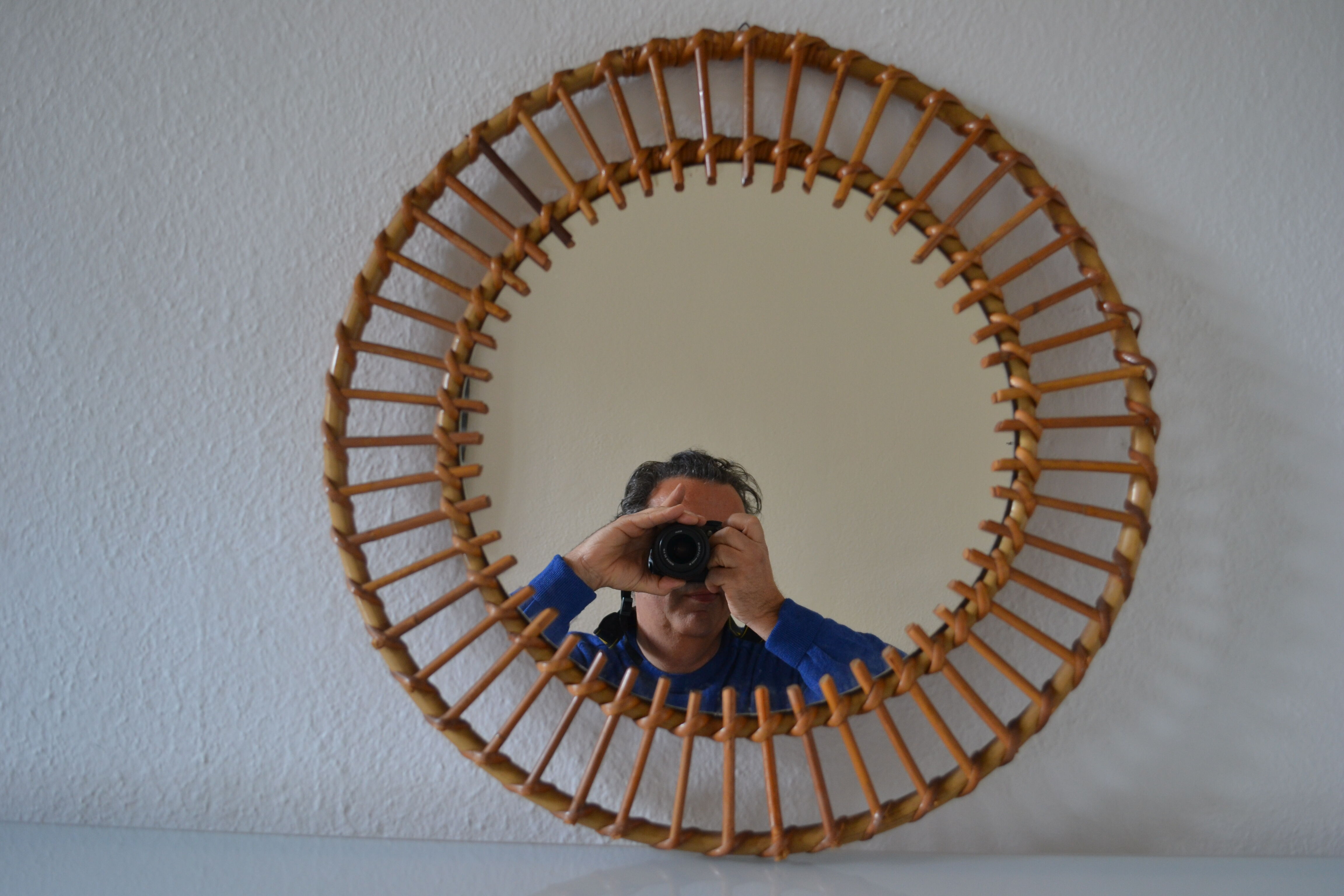 Vintage rattan sun mirror 70 years