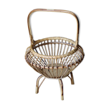 Rattan sewing cart