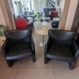 Pair of Tecno 148 leather armchairs