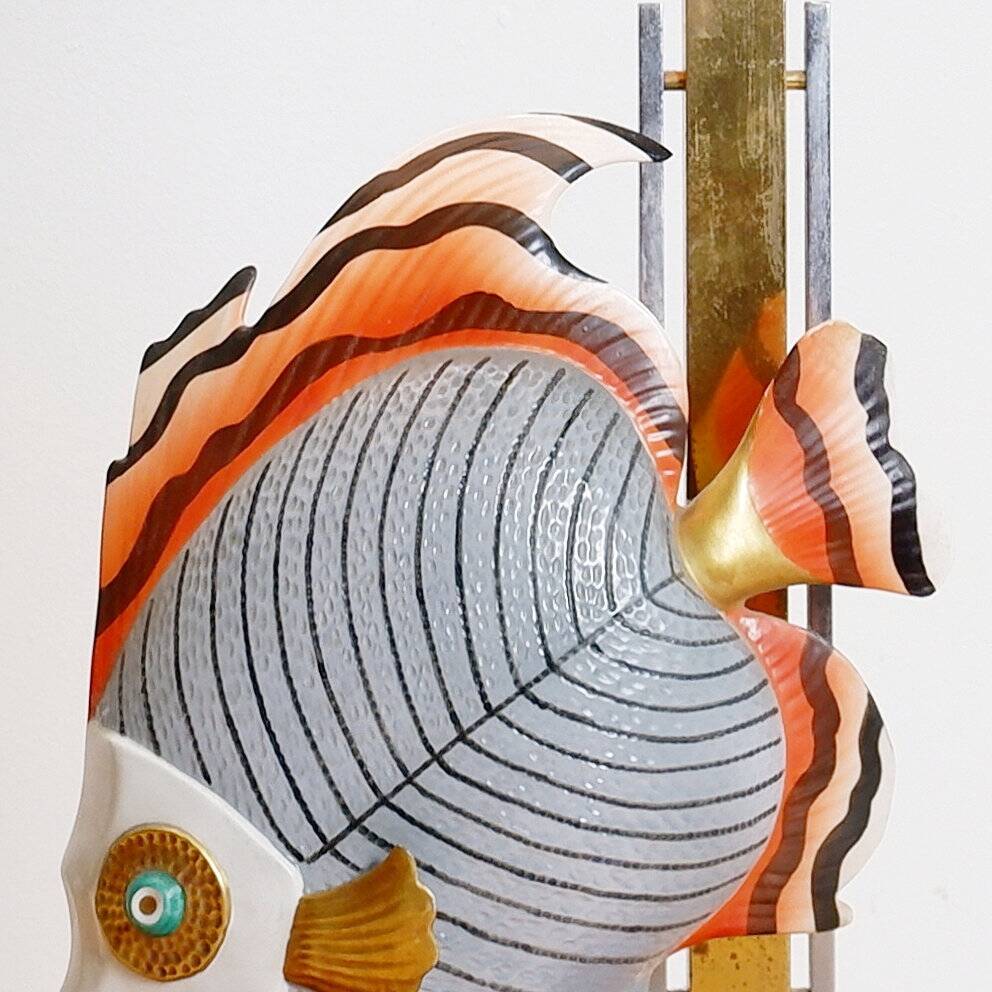 Giulia Mangani for Oggetti Porcelain Sculpture of Fish table Lamp