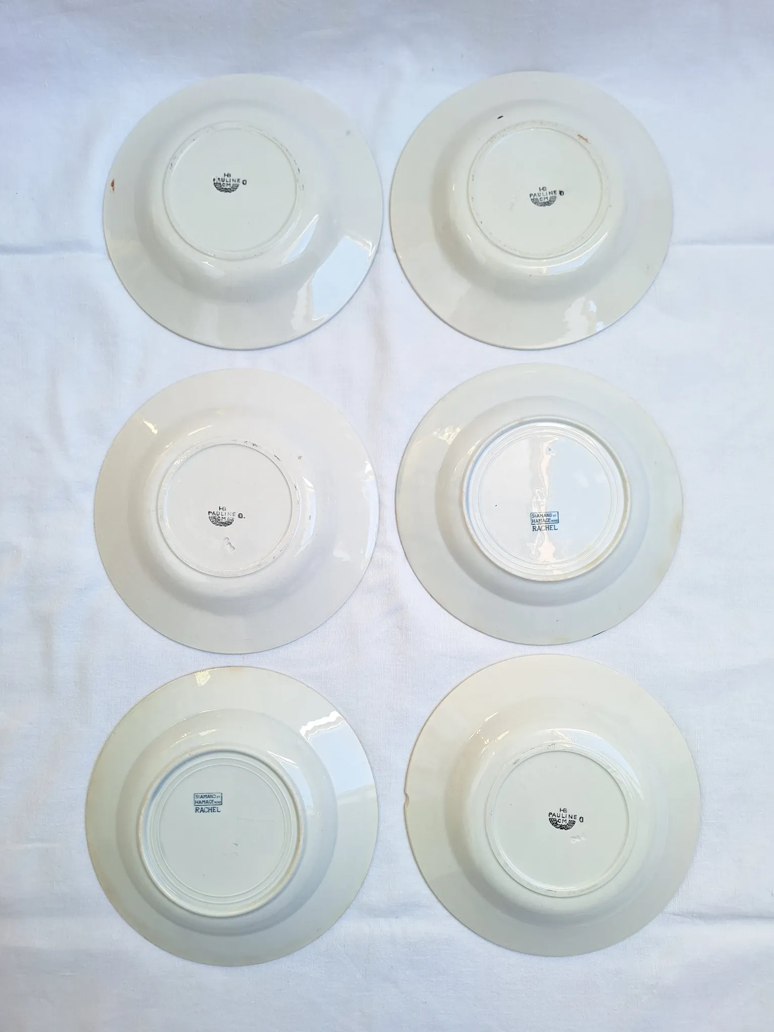 Orange and blue deep plates HBCM and St Amand