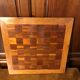 Ancien plateau de jeu dames & échecs marquèterie bois vintage
