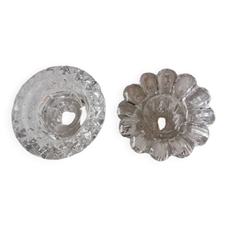 Set of two crystal candle holders in different shapes