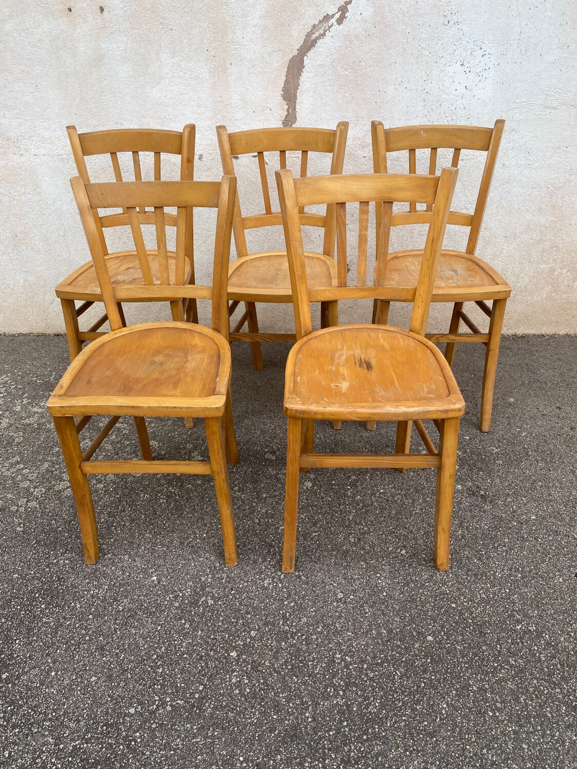 Set of 5 yellow bistro chairs