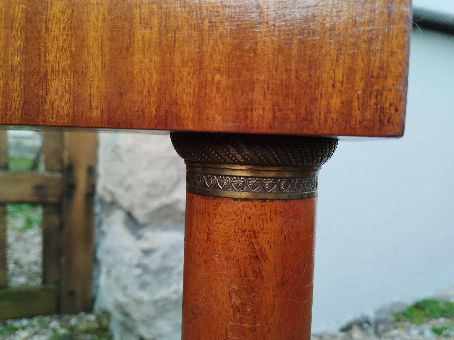Empire style pedestal table with marble top