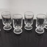 Set of 8 transparent Cavalier Luminarc liqueur glasses with vintage 70'S patterns