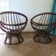 Vintage set of 2 swivel chairs in bamboo and rattan - Papasan shape